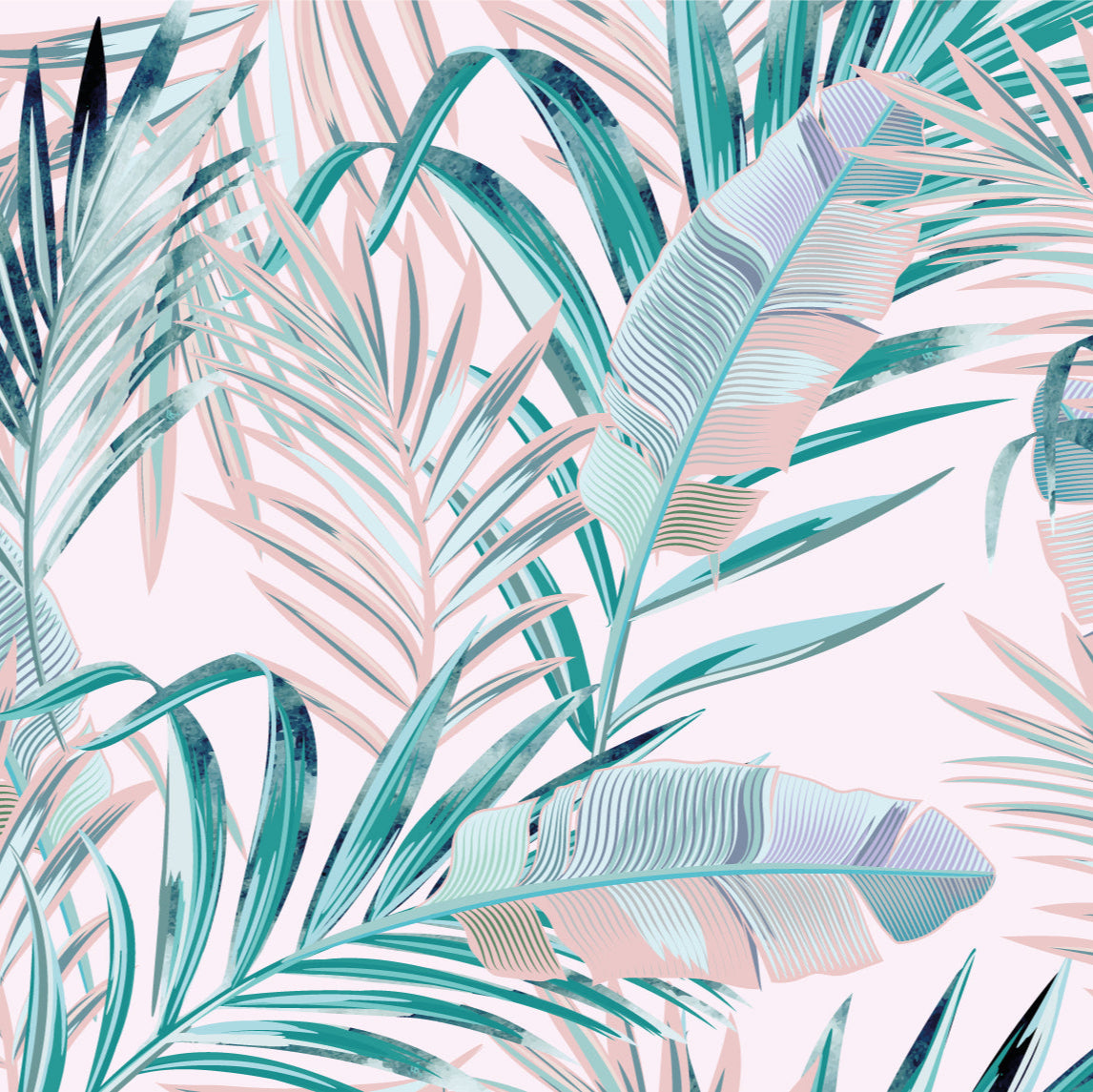 Papier peint floral pastel avec roses et feuillage délicat, idéal pour une décoration murale douce et apaisante dans une chambre, un salon ou un espace détente.