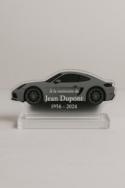 Plaque funéraire plexi personnalisée avec contours uniques et photo souvenir